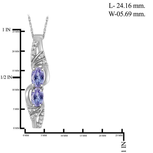 JewelonFire 1.90 Carat T.G.W. Tanzanite And 1/20 Carat T.W. White Diamond Sterling Silver 3 Piece Jewelry Set - Assorted Colors