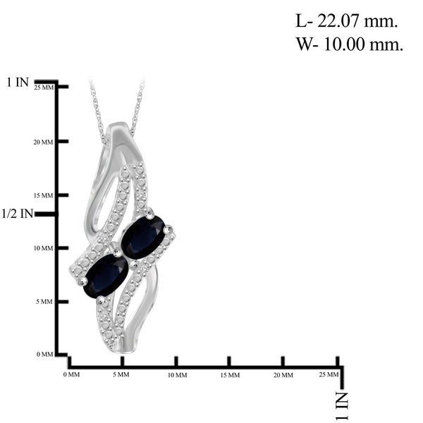 JewelonFire 2.50 Carat T.G.W. Sapphire And 1/20 Carat T.W. White Diamond Sterling Silver 3 Piece Jewelry Set - Assorted Colors