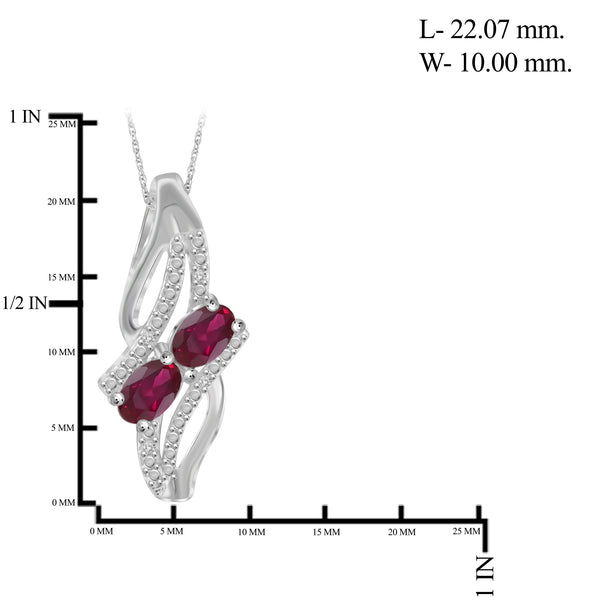 JewelonFire 2.00 Carat T.G.W. Ruby And 1/20 Carat T.W. White Diamond Sterling Silver 3 Piece Jewelry Set - Assorted Colors