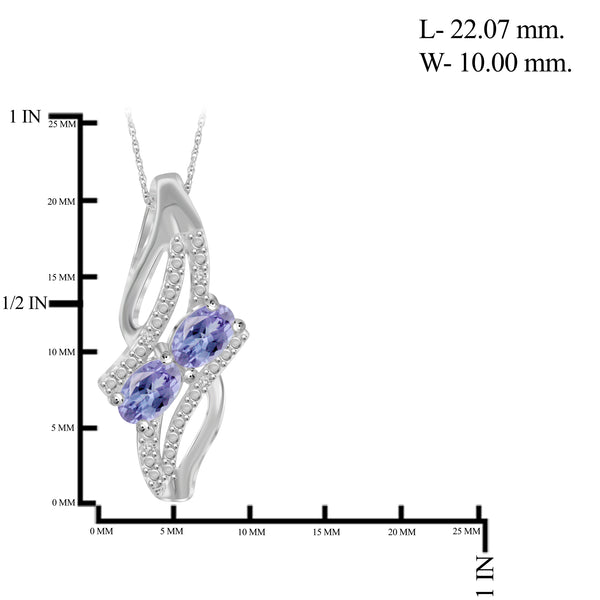 JewelonFire 1.90 Carat T.G.W. Tanzanite And 1/20 Carat T.W. White Diamond Sterling Silver 3 Piece Jewelry Set - Assorted Colors