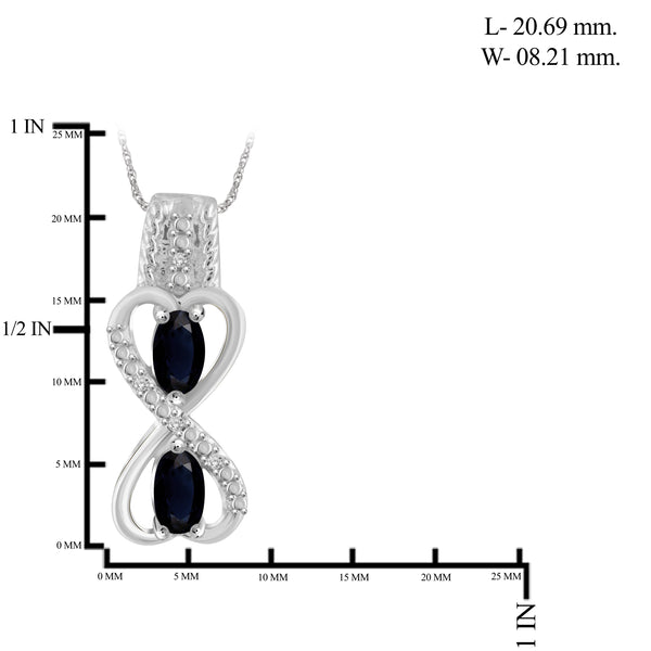 JewelonFire 2.50 Carat T.G.W. Sapphire And 1/20 Carat T.W. White Diamond Sterling Silver 3 Piece Jewelry Set - Assorted Colors