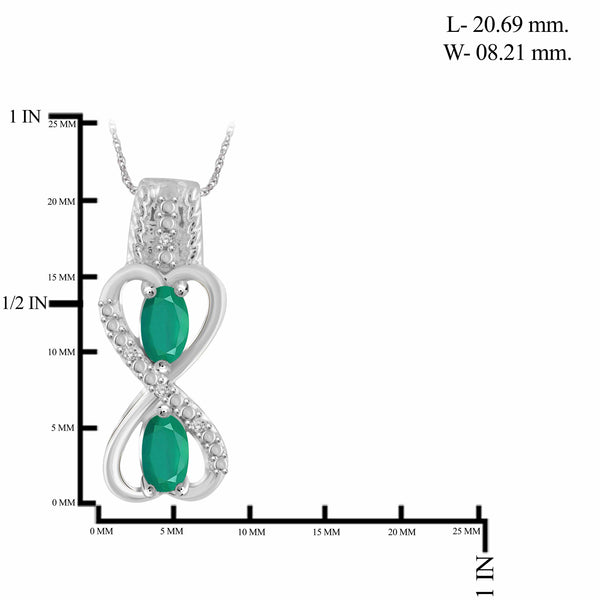 JewelonFire 1.80 Carat T.G.W. Emerald And 1/20 Carat T.W. White Diamond Sterling Silver 3 Piece Jewelry Set - Assorted Colors