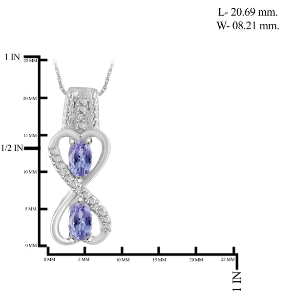 JewelonFire 1.90 Carat T.G.W. Tanzanite And 1/20 Carat T.W. White Diamond Sterling Silver 3 Piece Jewelry Set - Assorted Colors