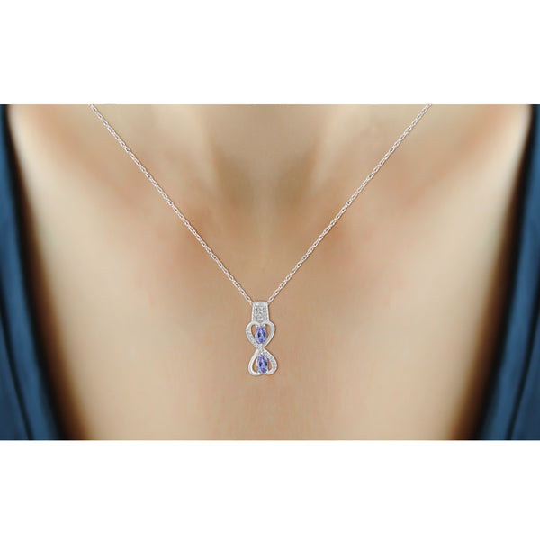 JewelonFire 1.90 Carat T.G.W. Tanzanite And 1/20 Carat T.W. White Diamond Sterling Silver 3 Piece Jewelry Set - Assorted Colors