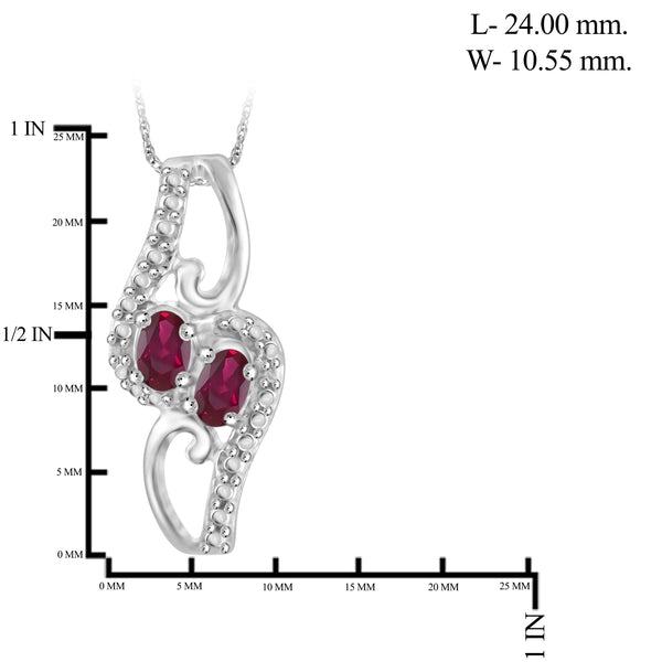 JewelonFire 2.00 Carat T.G.W. Ruby And 1/20 Carat T.W. White Diamond Sterling Silver 3 Piece Jewelry Set - Assorted Colors