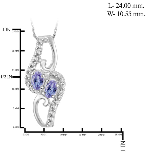 JewelonFire 1.90 Carat T.G.W. Tanzanite And 1/20 Carat T.W. White Diamond Sterling Silver 3 Piece Jewelry Set - Assorted Colors