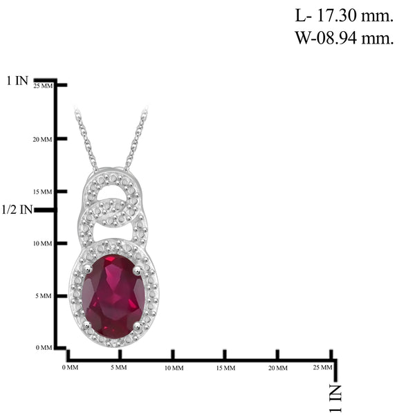 JewelonFire 5.60 Carat T.G.W. Ruby And 1/20 Carat T.W. White Diamond Sterling Silver 3 Piece Jewelry Set - Assorted Colors