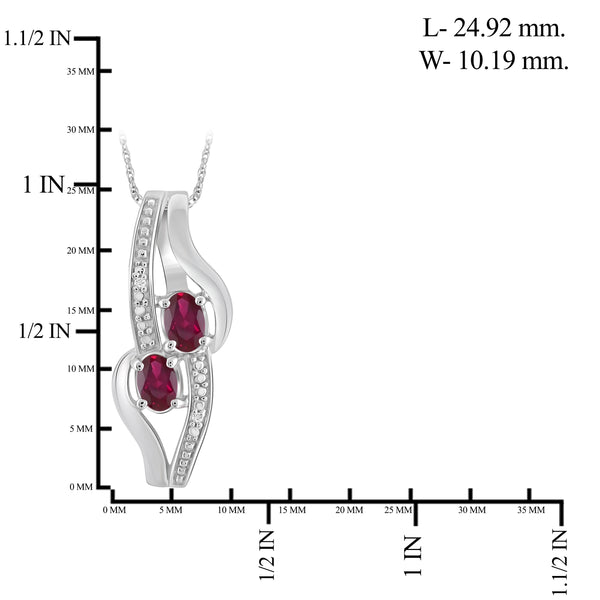 JewelonFire 2.00 Carat T.G.W. Ruby And 1/20 Carat T.W. White Diamond Sterling Silver 3 Piece Jewelry Set - Assorted Colors