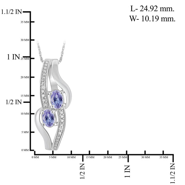 JewelonFire 1.90 Carat T.G.W. Tanzanite And 1/20 Carat T.W. White Diamond Sterling Silver 3 Piece Jewelry Set - Assorted Colors