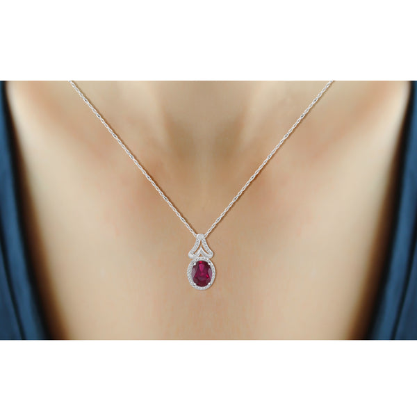 JewelonFire 5.40 Carat T.G.W. Ruby And 1/20 Carat T.W. White Diamond Sterling Silver 3 Piece Jewelry Set - Assorted Colors