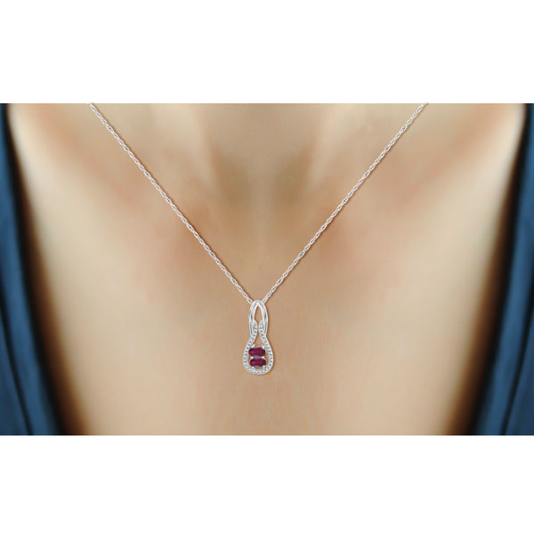 JewelonFire 2.00 Carat T.G.W. Ruby And 1/20 Carat T.W. White Diamond Sterling Silver 3 Piece Jewelry Set - Assorted Colors