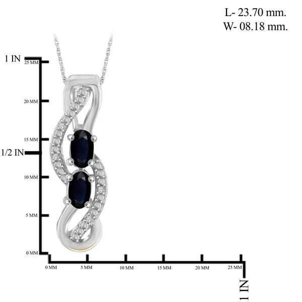 JewelonFire 2.50 Carat T.G.W. Sapphire And 1/20 Carat T.W. White Diamond Sterling Silver 3 Piece Jewelry Set - Assorted Colors