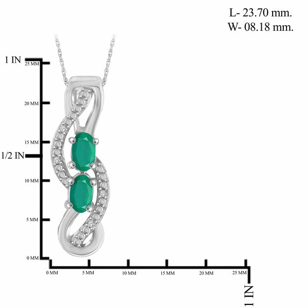 JewelonFire 1.80 Carat T.G.W. Emerald And 1/20 Carat T.W. White Diamond Sterling Silver 3 Piece Jewelry Set - Assorted Colors