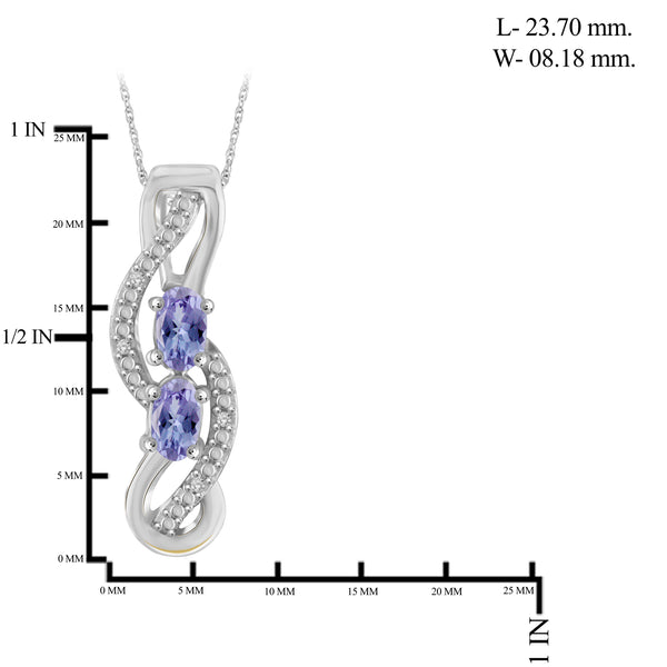 JewelonFire 1.90 Carat T.G.W. Tanzanite And 1/20 Carat T.W. White Diamond Sterling Silver 3 Piece Jewelry Set - Assorted Colors