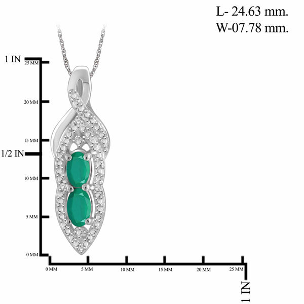 JewelonFire 1.80 Carat T.G.W. Emerald And 1/20 Carat T.W. White Diamond Sterling Silver 3 Piece Jewelry Set - Assorted Colors