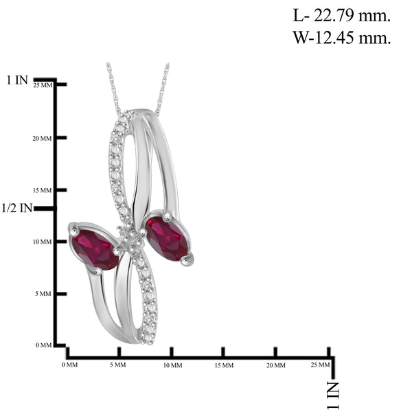 JewelonFire 2.00 Carat T.G.W. Ruby And 1/20 Carat T.W. White Diamond Sterling Silver 3 Piece Jewelry Set - Assorted Colors