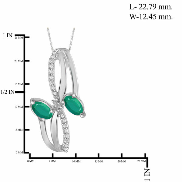 JewelonFire 1.80 Carat T.G.W. Emerald And 1/20 Carat T.W. White Diamond Sterling Silver 3 Piece Jewelry Set - Assorted Colors