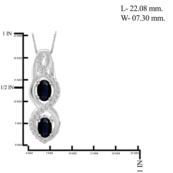 JewelonFire 2.50 Carat T.G.W. Sapphire And 1/20 Carat T.W. White Diamond Sterling Silver 3 Piece Jewelry Set - Assorted Colors