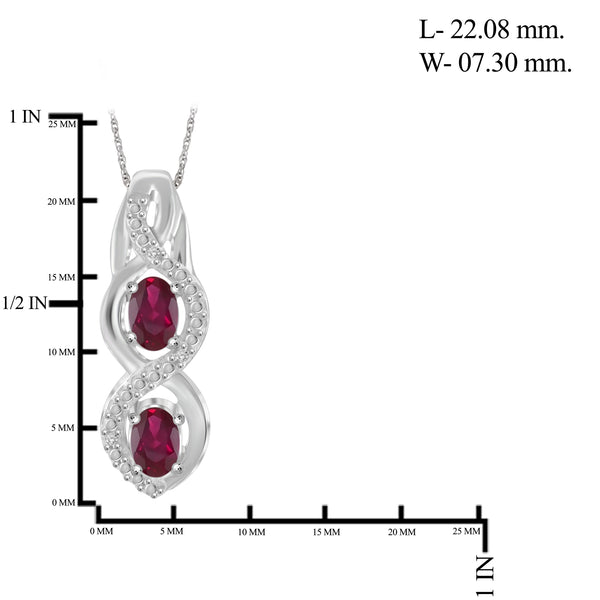 JewelonFire 2.00 Carat T.G.W. Ruby And 1/20 Carat T.W. White Diamond Sterling Silver 3 Piece Jewelry Set - Assorted Colors