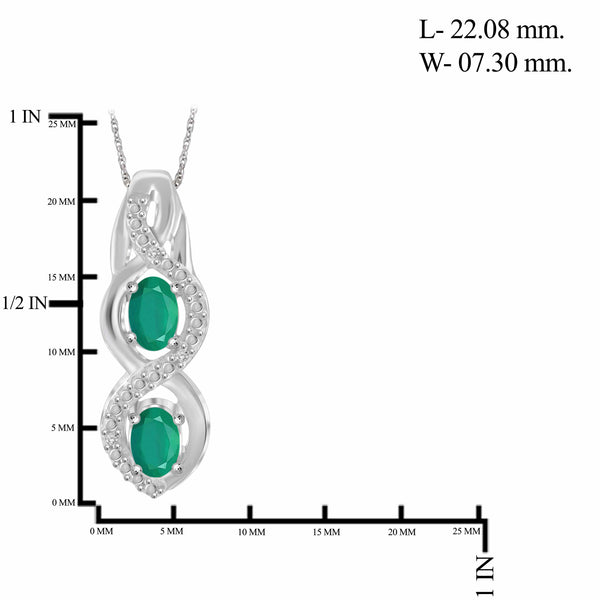 JewelonFire 1.80 Carat T.G.W. Emerald And 1/20 Carat T.W. White Diamond Sterling Silver 3 Piece Jewelry Set - Assorted Colors