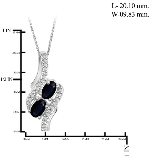 JewelonFire 2.50 Carat T.G.W. Sapphire And 1/20 Carat T.W. White Diamond Sterling Silver 3 Piece Jewelry Set - Assorted Colors