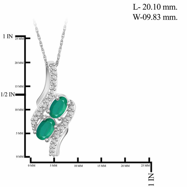 JewelonFire 1.80 Carat T.G.W. Emerald And 1/20 Carat T.W. White Diamond Sterling Silver 3 Piece Jewelry Set - Assorted Colors