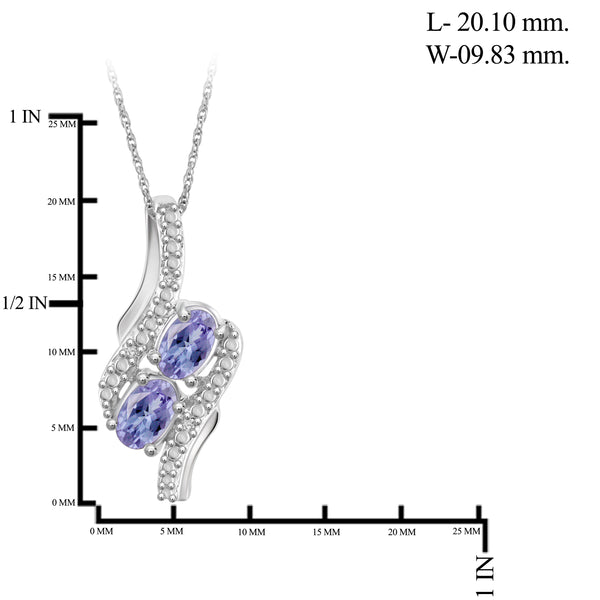 JewelonFire 1.90 Carat T.G.W. Tanzanite And 1/20 Carat T.W. White Diamond Sterling Silver 3 Piece Jewelry Set - Assorted Colors