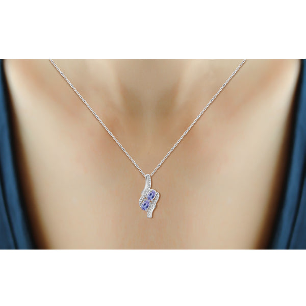 JewelonFire 1.90 Carat T.G.W. Tanzanite And 1/20 Carat T.W. White Diamond Sterling Silver 3 Piece Jewelry Set - Assorted Colors