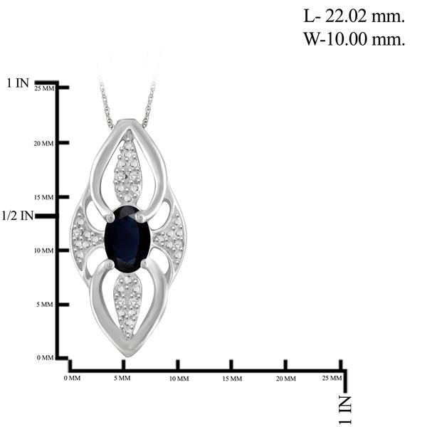 JewelonFire 1.90 Carat T.G.W. Sapphire And 1/20 Carat T.W. White Diamond Sterling Silver 3 Piece Jewelry Set - Assorted Colors