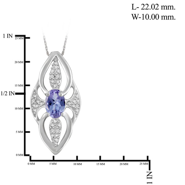 JewelonFire 1.30 Carat T.G.W. Tanzanite And 1/20 Carat T.W. White Diamond Sterling Silver 3 Piece Jewelry Set - Assorted Colors