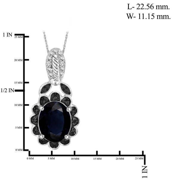 JewelonFire 6.00 Carat T.G.W. Sapphire And 1/20 Carat T.W. Black & White Diamond Sterling Silver 3 Piece Jewelry Set - Assorted Colors