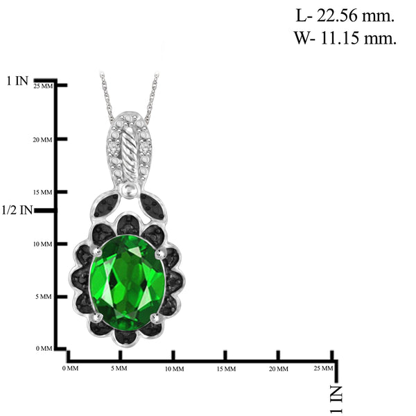 JewelonFire 4.70 Carat T.G.W. Chrome Diopside And 1/20 Carat T.W. Black & White Diamond Sterling Silver 3 Piece Jewelry Set - Assorted Colors