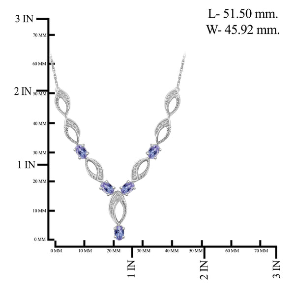 JewelonFire 2.80 Carat T.G.W. Tanzanite And 1/10 Carat T.W. White Diamond Sterling Silver 4 Piece Jewelry Set - Assorted Colors