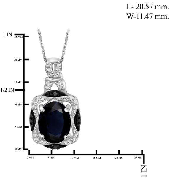 JewelonFire 6.00 Carat T.G.W. Sapphire And 1/20 Carat T.W. Black & White Diamond Sterling Silver 3 Piece Jewelry Set - Assorted Colors