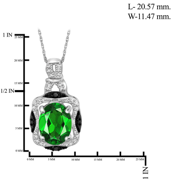 JewelonFire 4.70 Carat T.G.W. Chrome Diopside And 1/20 Carat T.W. Black & White Diamond Sterling Silver 3 Piece Jewelry Set - Assorted Colors