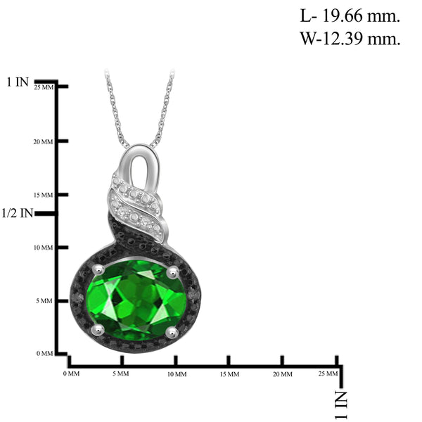 JewelonFire 4.20 Carat T.G.W. Chrome Diopside And 1/20 Carat T.W. Black & White Diamond Sterling Silver 3 Piece Jewelry Set - Assorted Colors