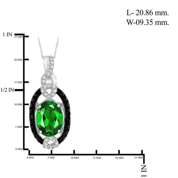 JewelonFire 3.50 Carat T.G.W. Chrome Diopside And 1/20 Carat T.W. Black & White Diamond Sterling Silver 3 Piece Jewelry Set - Assorted Colors