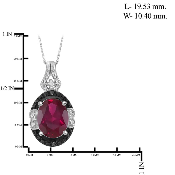 JewelonFire 6.70 Carat T.G.W. Ruby And 1/10 Carat T.W. Black & White Diamond Sterling Silver 3 Piece Jewelry Set - Assorted Colors