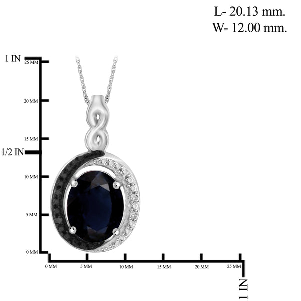 JewelonFire 5.20 Carat T.G.W. Sapphire And 1/20 Carat T.W. Black & White Diamond Sterling Silver 3 Piece Jewelry Set - Assorted Colors