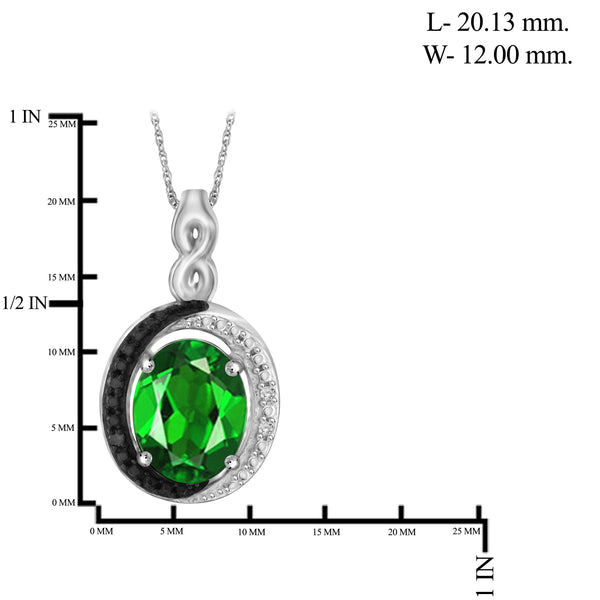 JewelonFire 4.20 Carat T.G.W. Chrome Diopside And 1/20 Carat T.W. Black & White Diamond Sterling Silver 3 Piece Jewelry Set - Assorted Colors