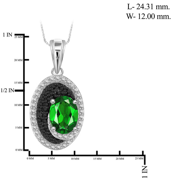 JewelonFire 3.50 Carat T.G.W. Chrome Diopside And 1/20 Carat T.W. Black & White Diamond Sterling Silver 3 Piece Jewelry Set - Assorted Colors