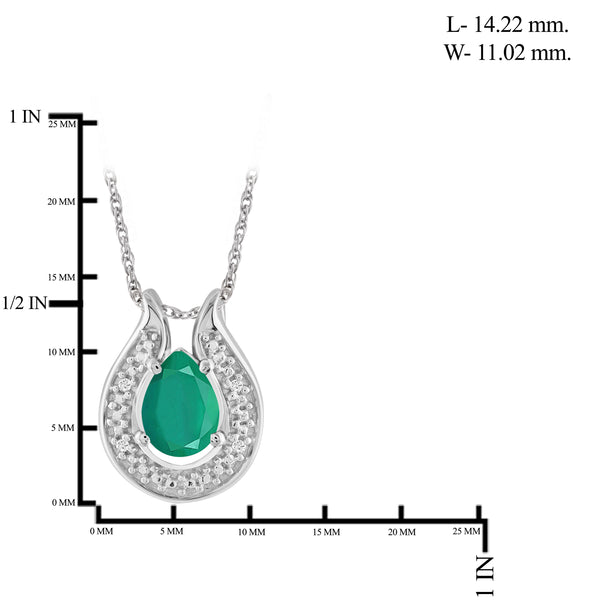 JewelonFire 0.70 Carat T.G.W. Genuine Emerald and Accent White Diamond Sterling Silver Pendant - Assorted Colors