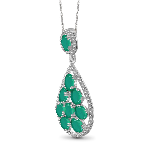 JewelonFire 2.00 Carat T.G.W. Genuine Emerald Sterling Silver Pendant - Assorted Colors