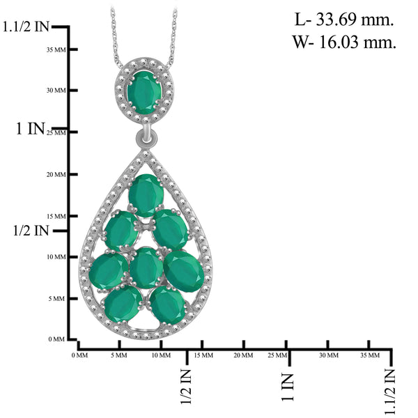 JewelonFire 2.00 Carat T.G.W. Genuine Emerald Sterling Silver Pendant - Assorted Colors