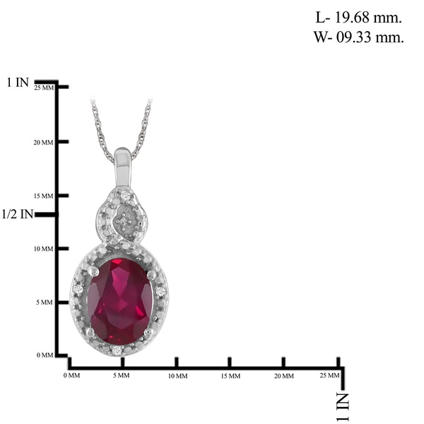 JewelonFire 1.95 Carat T.G.W. Ruby And Accent White Diamond Sterling Silver Pendant - Assorted Colors