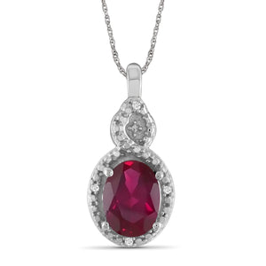 JewelonFire 1.95 Carat T.G.W. Ruby And Accent White Diamond Sterling Silver Pendant - Assorted Colors