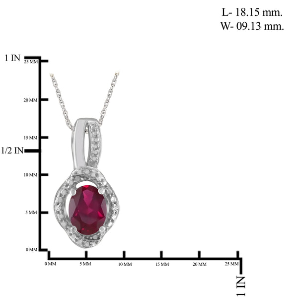 JewelonFire 1.95 Carat T.G.W. Ruby And Accent White Diamond Sterling Silver Pendant - Assorted Colors