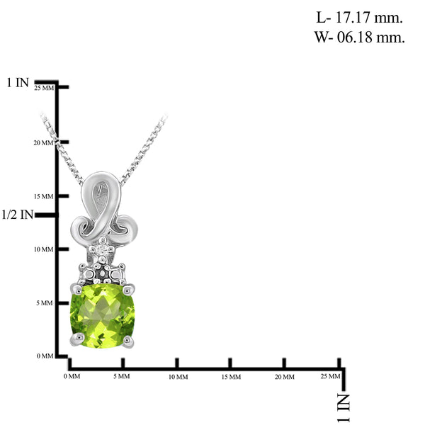 JewelonFire 1.00 Carat T.G.W. Peridot And White Diamond Accent Sterling Silver Pendant - Assorted Colors