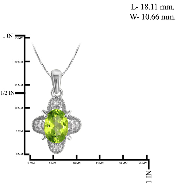 JewelonFire 3/4 Carat T.G.W. Peridot And White Diamond Accent Sterling Silver Pendant - Assorted Colors