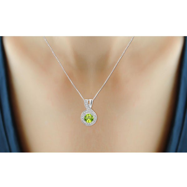 JewelonFire 3/4 Carat T.G.W. Peridot And White Diamond Accent Sterling Silver Pendant - Assorted Colors